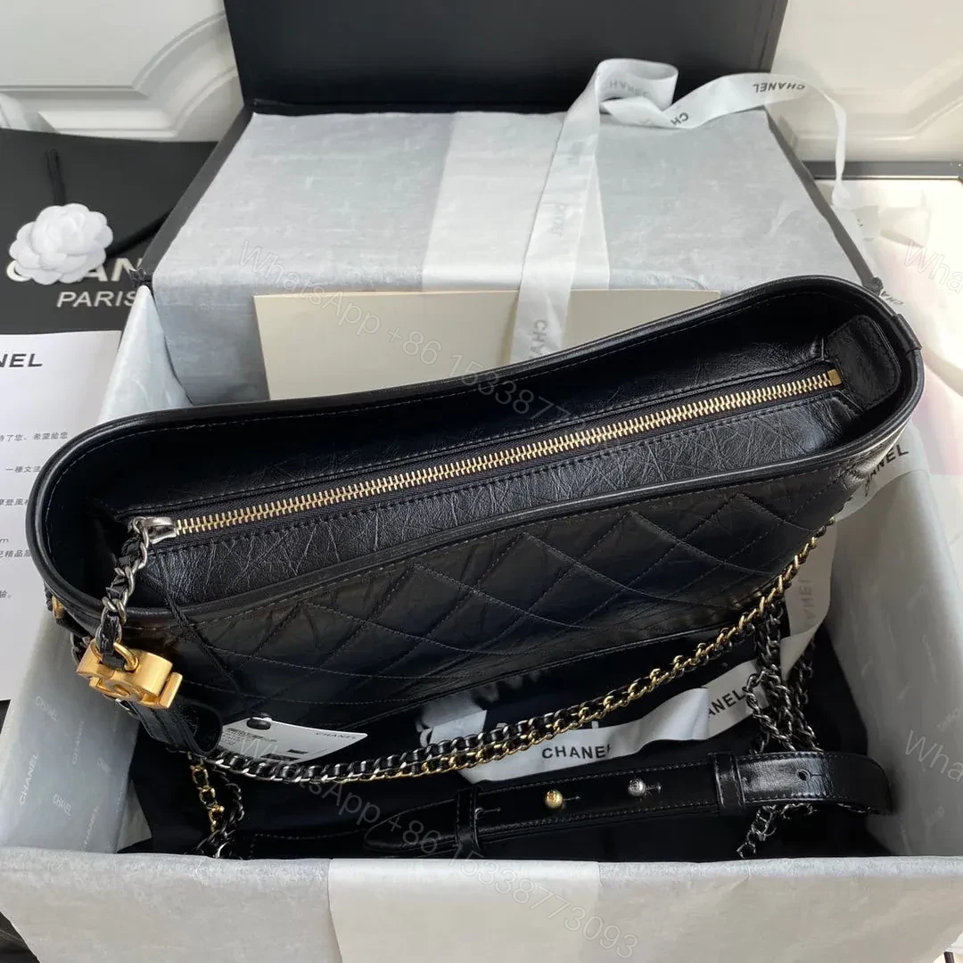 View 4 of CHANEL GABRIELLE MEDIUM 28 HOBO BAG IN BLACK CALFSKIN