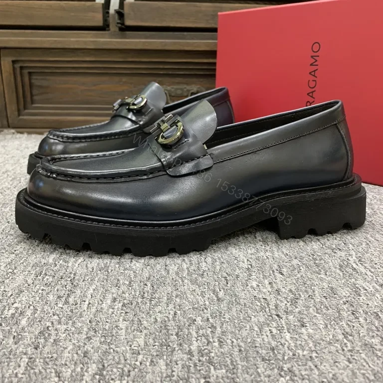 View 4 of Polished Black Leather Loafers - Horsebit Luxury Footwear