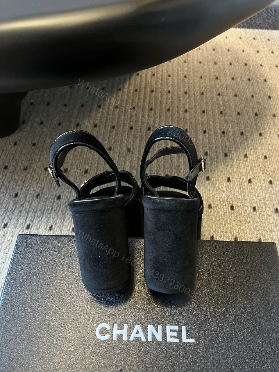 View 2 of Velvet Block-Heel Sandals: Luxe Comfort Everyday Style