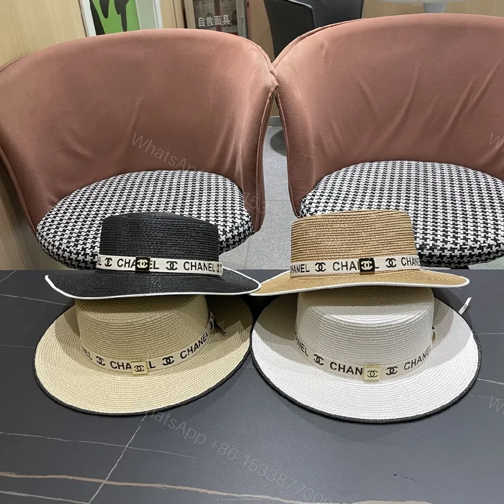 View 10 of Straw Boater Hat + Braided Straw + Chanel-Style + Gold Clip + Boater Hat