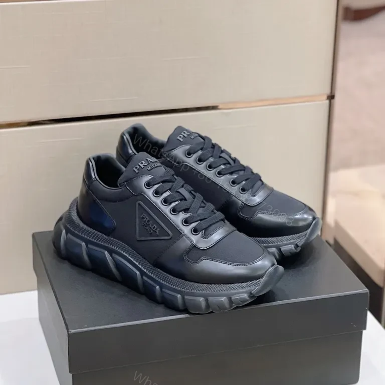 View 5 of Monochrome Prada-Style Leather Sneaker: All-Day Comfort
