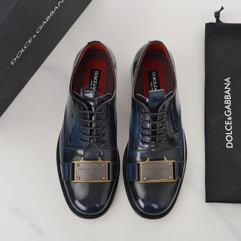 View 2 of Navy Patent Monk Strap Oxford by Dolce & Gabbana