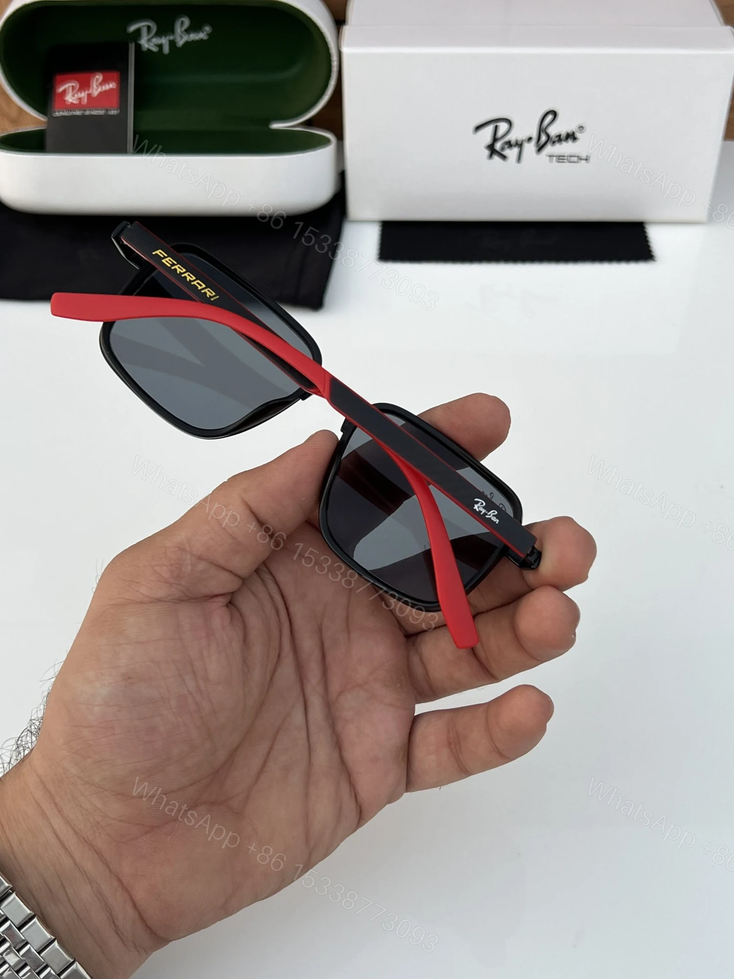 View 4 of First Copy RayBan 8840 Black Red Sunglasses
