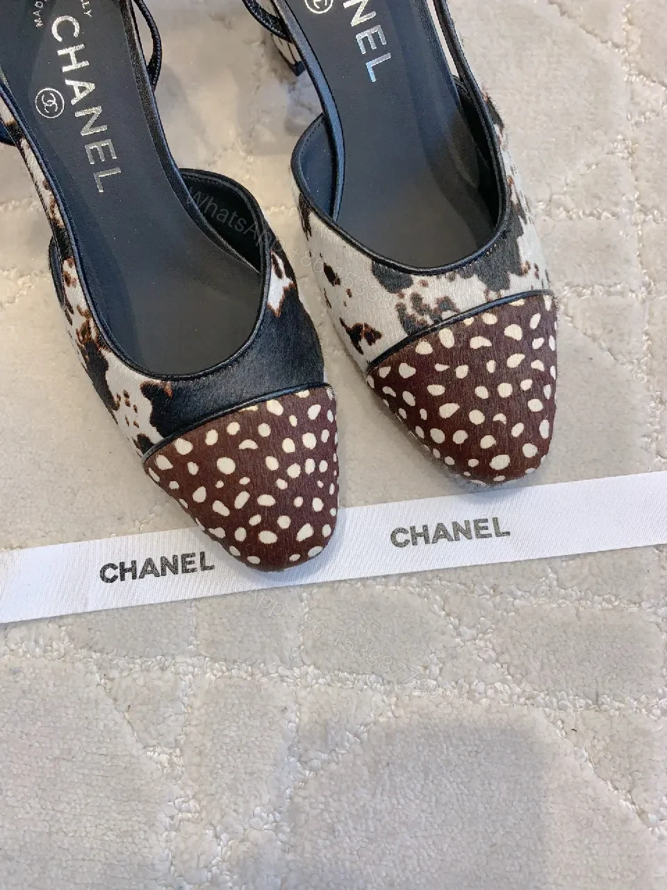 View 3 of Textured Animal Slingback Heels – Luxe, Open-Back, Block Heel