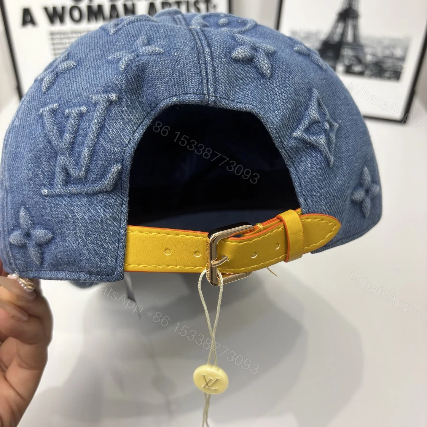 View 6 of LOUIS VUITTON MONOGRAM DENIM BASEBALL CAP IN BLUE