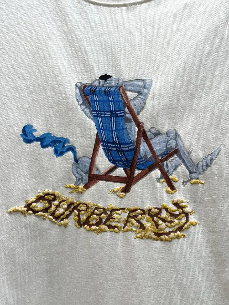 View 3 of Relaxed Tee White Cotton Embroidered Luxury Casual Tee
