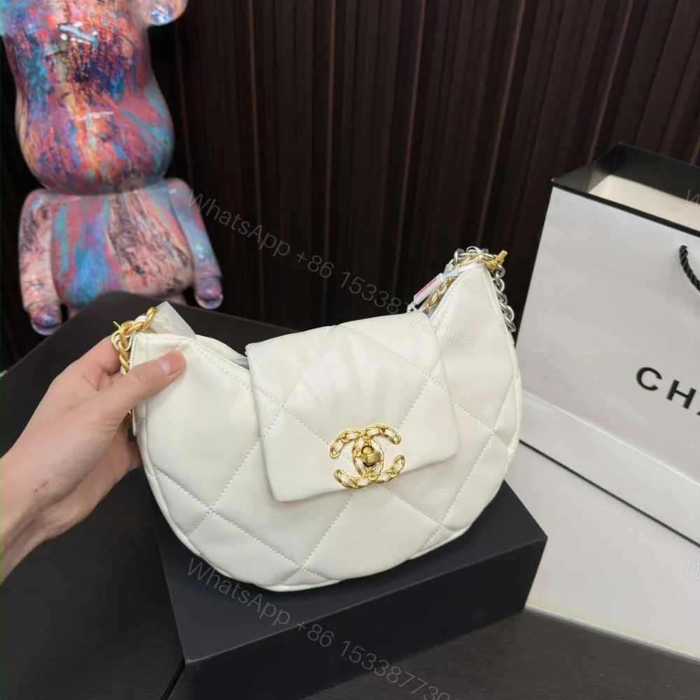 View 2 of Chanel 19 Hobo Bag Mixed Metal Hardware White 28Cm