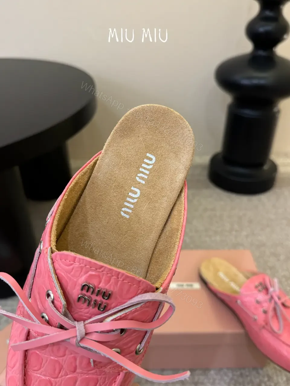 View 10 of Pink Leather Espadrille Mules, Comfortable Slip-ons, Miu Miu Style, Product Type: Shoes