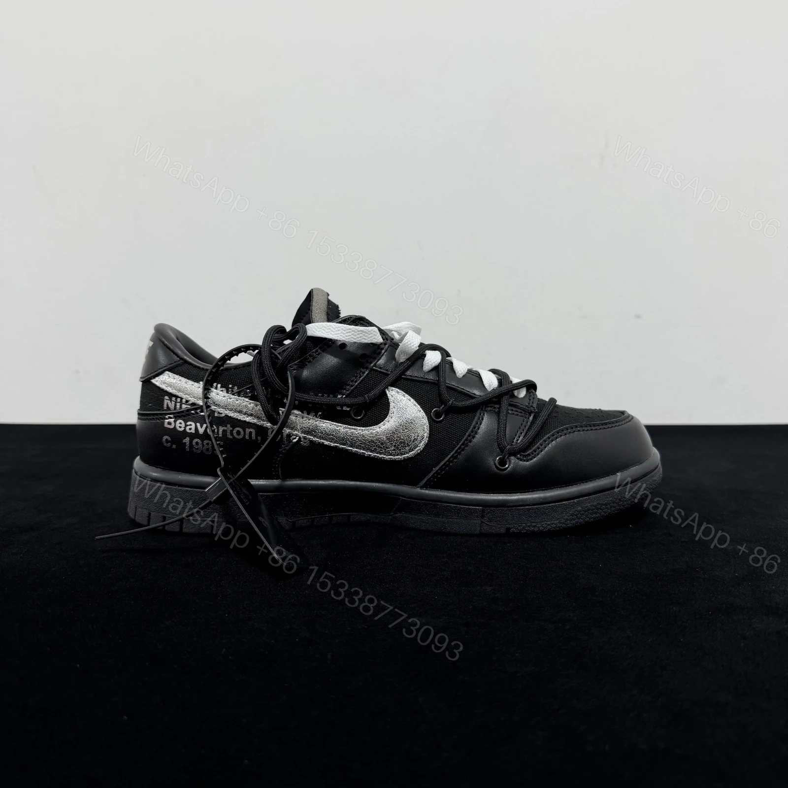 View 2 of Off-White × Nike Dunk Low Lot 50 Black Replicas