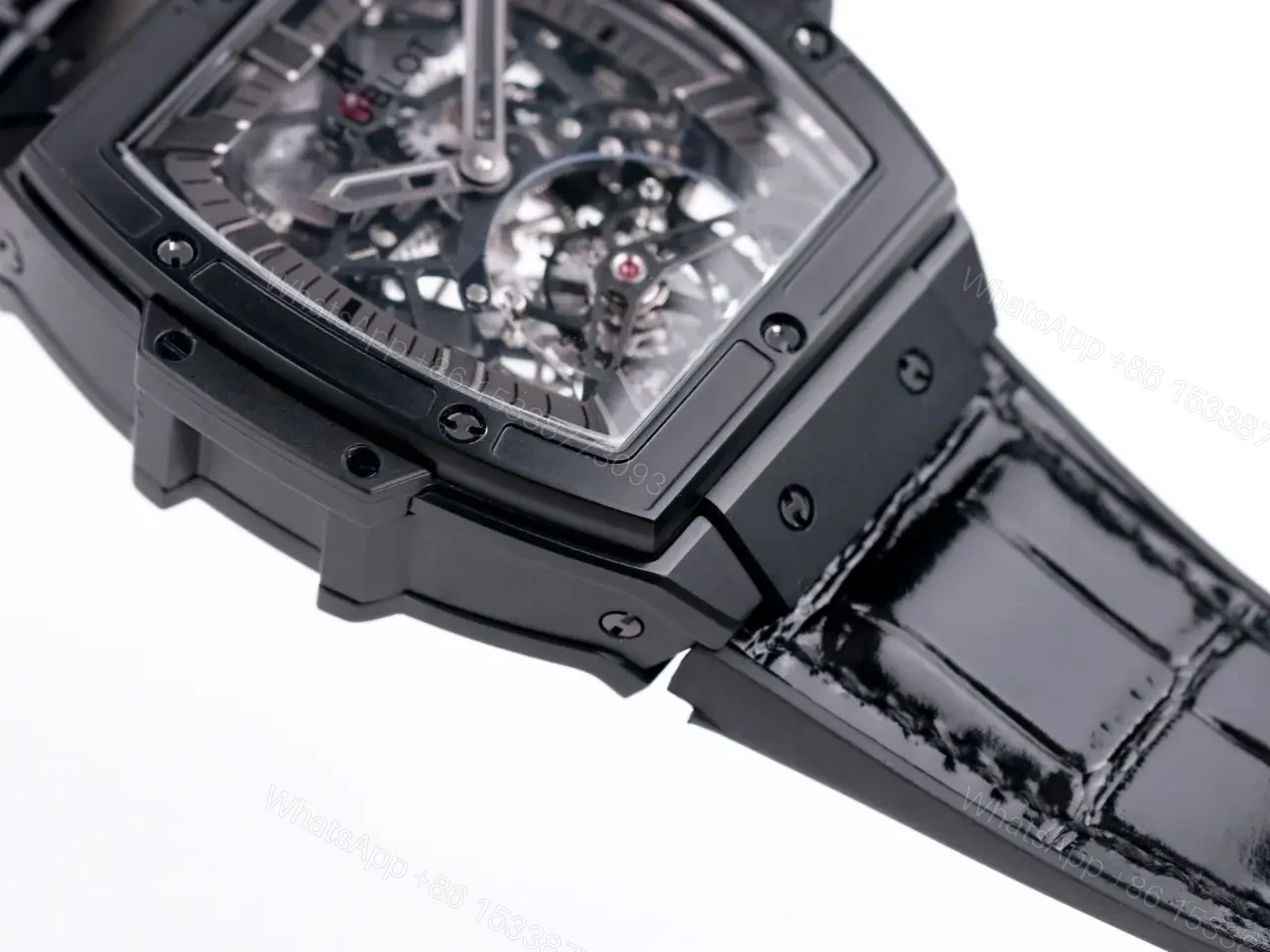 View 2 of Hublot Masterpiece 906 Black PVD with Rose Gold/Platinum Plating Tourbillon Watch Black Leather and Rubber Strap Sapphire Crystal Glass