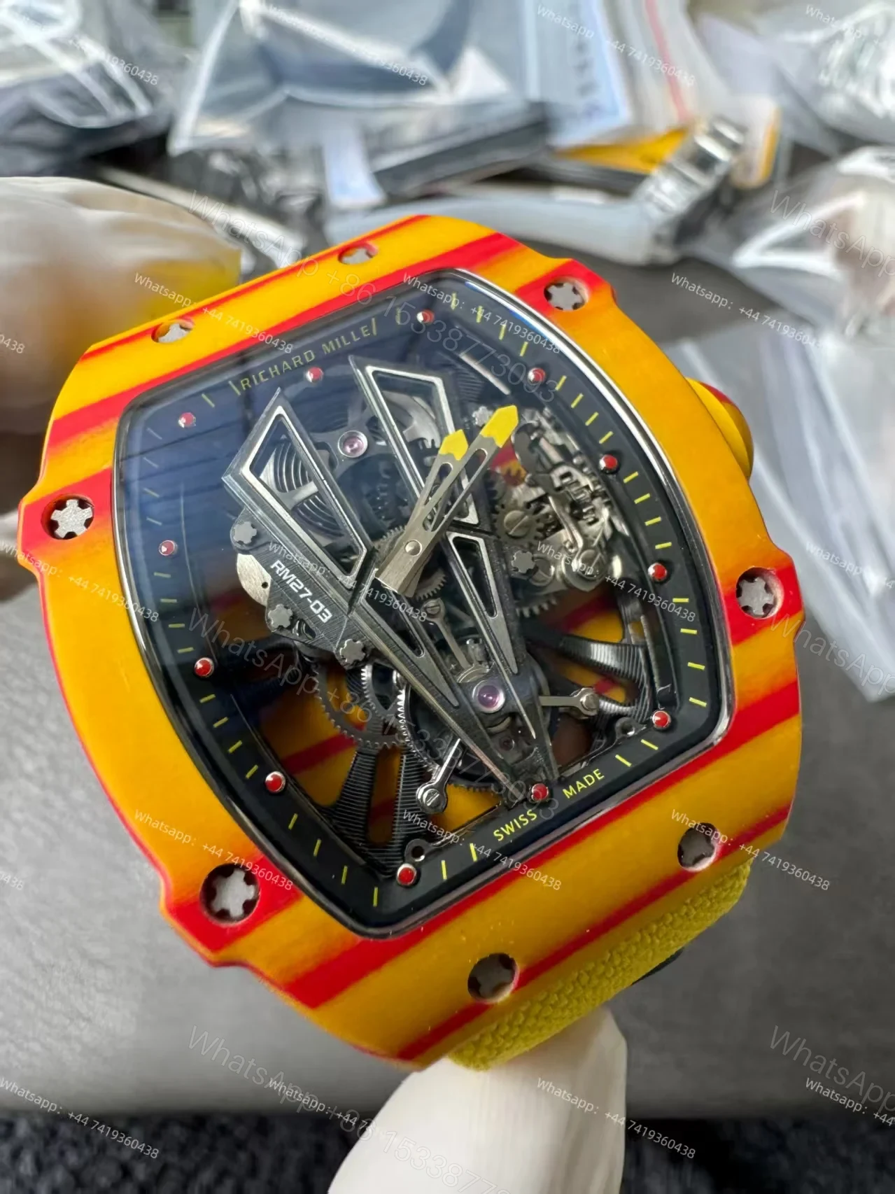 View 6 of Super Clone Richard Mille RM 27-03 Rafael Nadal Limited Edition NTPT Carbon Fiber Tourbillon 1:1 Replica Watch