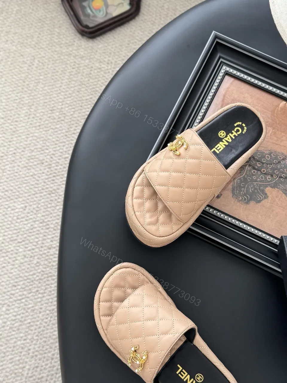 View 8 of Quilted Blush Leather Slides – Luxe Everyday Comfort