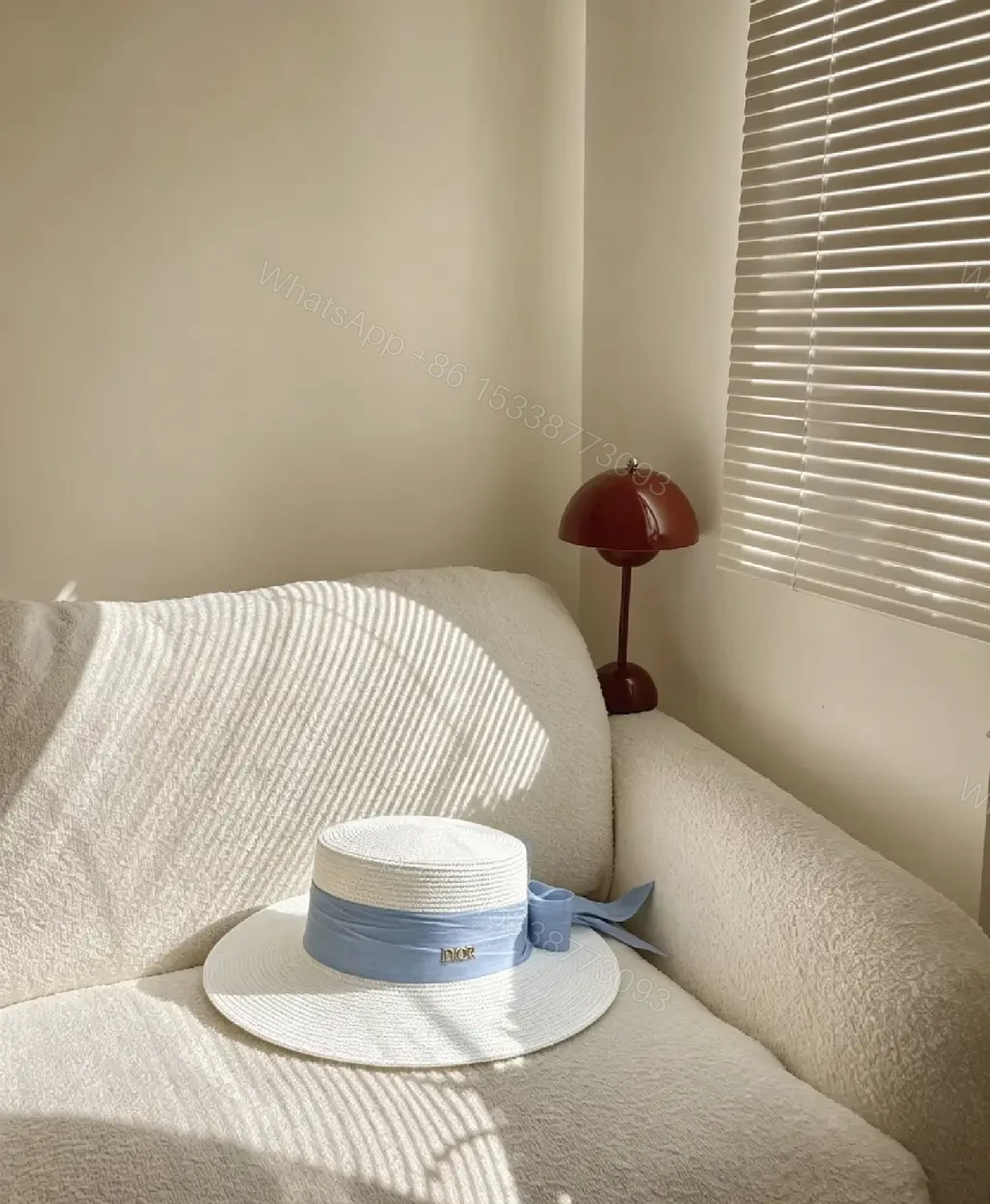 View 2 of Black Straw Hat Wide-Brim Bow Ribbon Dior Charm hat