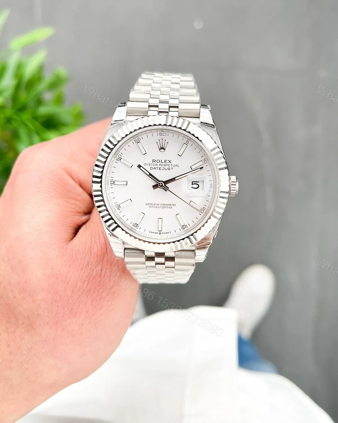 View 2 of Replica Rolex Datejust White Dial 126334 Jubilee Flutted 41 mm