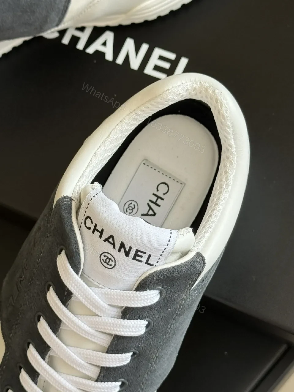 View 7 of Ivory Leather Graphite Suede High-Top Sneaker - Luxe Everyday Comfort