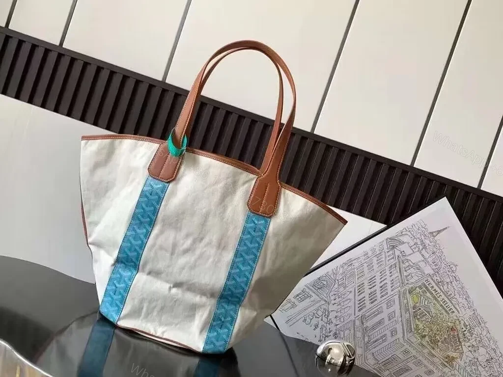 View 3 of Turquoise-Tone Goyard-Inspired Tote: Luxury Everyday Carry