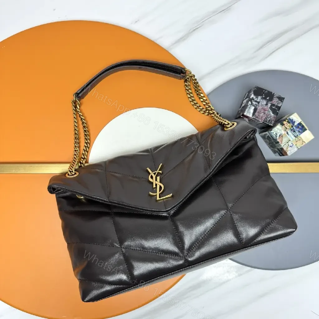 Black Quilted Leather Shoulder Bag with Gold Hardware — view 1