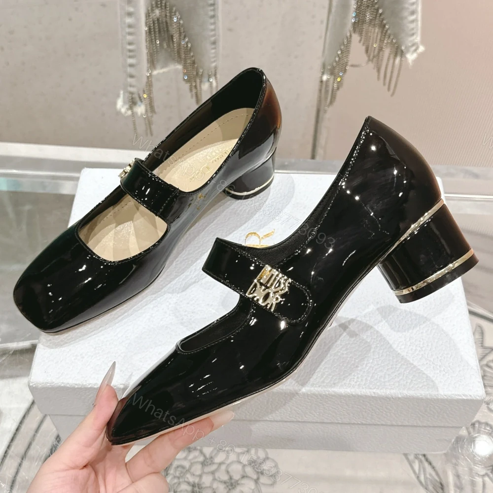 View 2 of 高仿Dior*Miss系列KDC268方頭粗跟單鞋4CM黑色漆皮免檢版