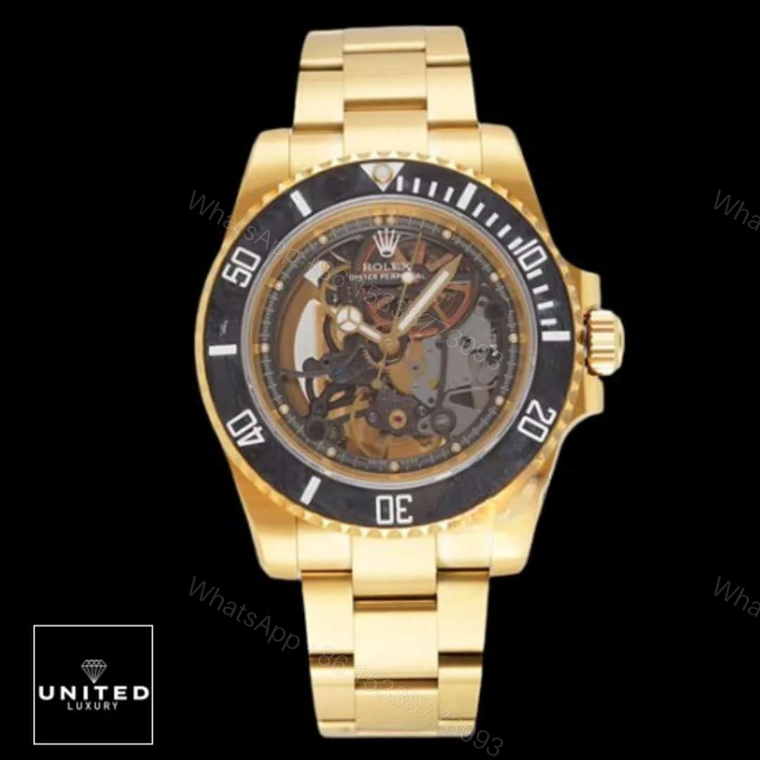 View 8 of Rolex Oyster Skeleton Gold 114200 Replica
