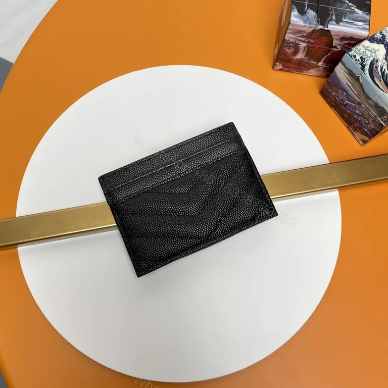 View 3 of Compact Leather Cardholder with YSL Hardware
