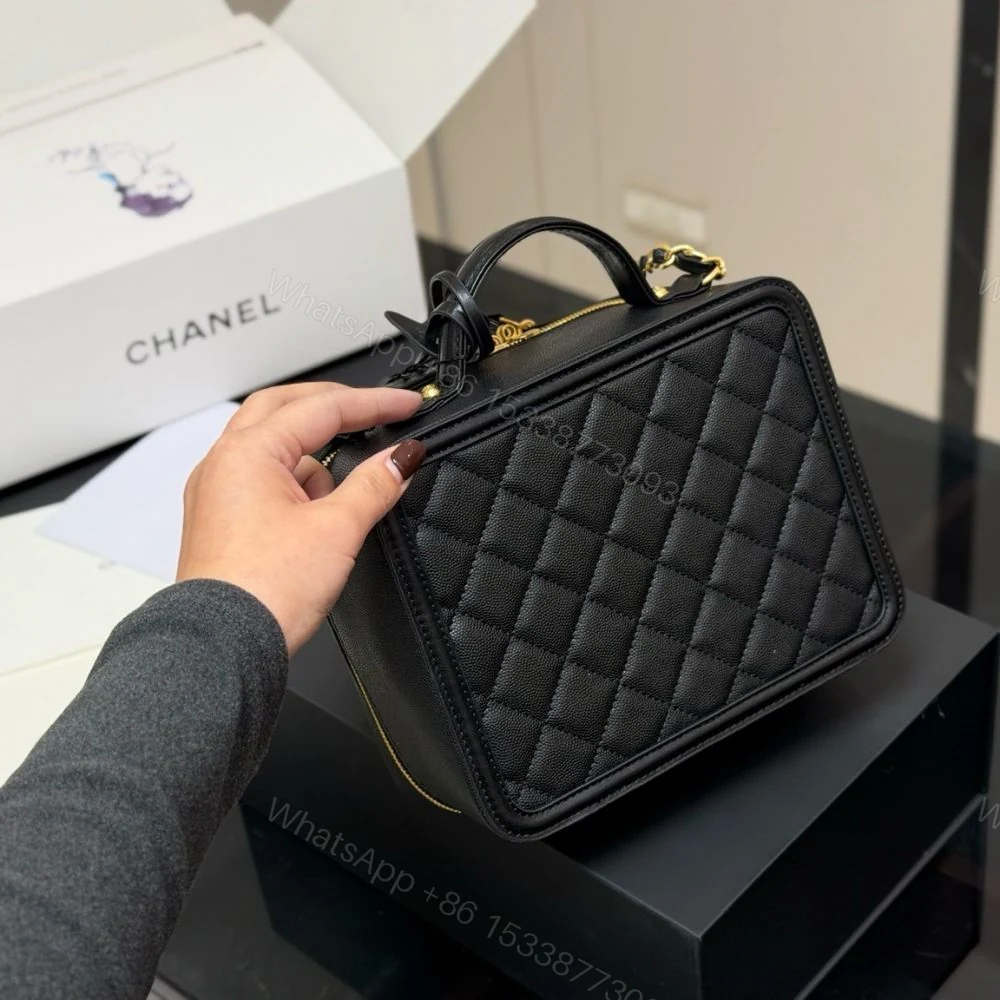 View 6 of Chanel CC Filigree Medium Vanity Case Black 21Cm