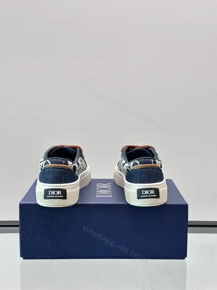 View 7 of DIOR B33 SPIN SNEAKERS BLUE DENIM WITH BLUE AND BEIGE RAFFIA-EFFECT OBLIQUE DENIM – CD204