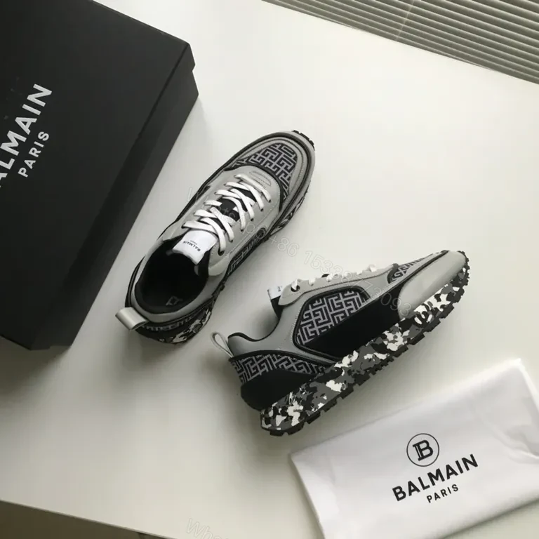 View 5 of Balmain Luxe High-Top Sneaker: Textured Leather Comfort