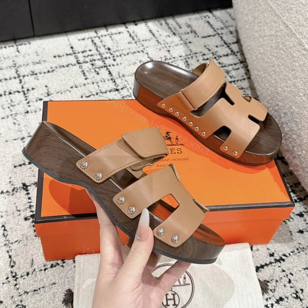 View 5 of 高仿Hermes*Kos系列H251012ZA3厚底木質拖鞋棕色4CM免檢版