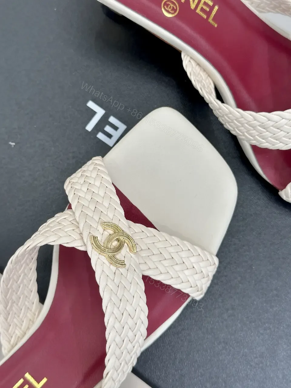 View 9 of Pink Leather Modern Braided Strap Sandals