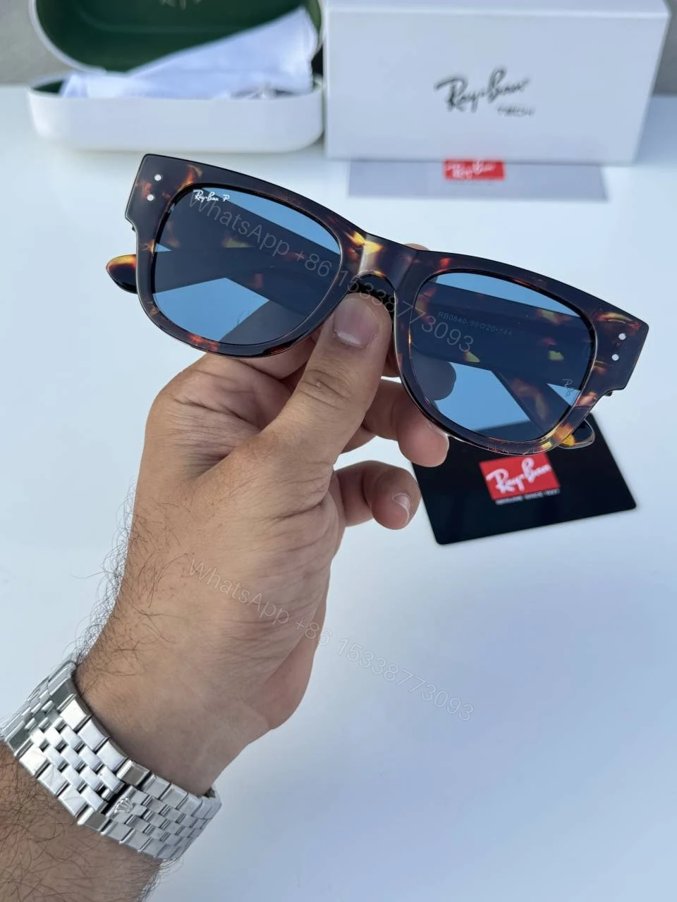 View 2 of First Copy RayBan 0840 Tiger Blue UV Protected Premium Sunglasses Luxury Eyewear