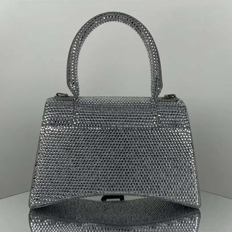 View 2 of 高仿Balenciaga*Hourglass系列沙漏包滿鑽銀色S