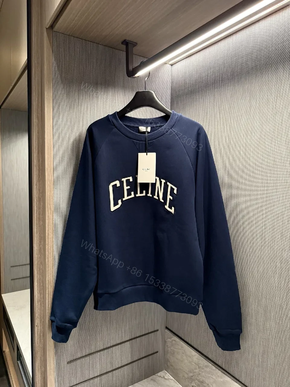 Navy Collegiate Logo Sweatshirt with Soft Knit Comfort — view 1