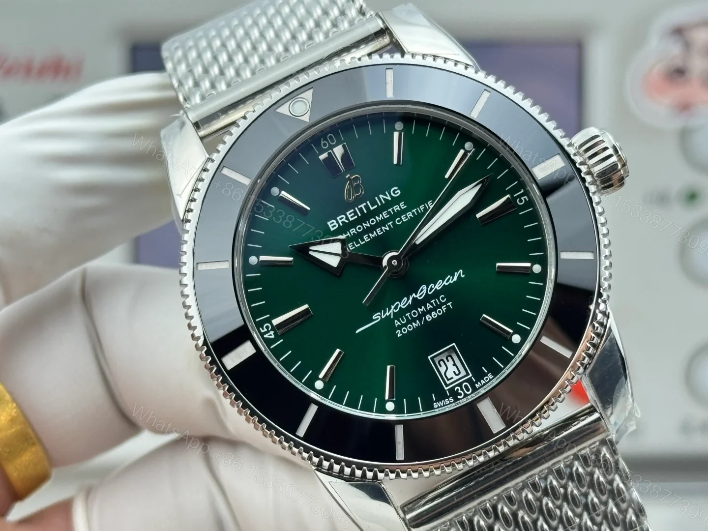 View 4 of Breitling Superocean Heritage II 42 Stainless Steel Green Dial Bracelet AB2010121L1A1