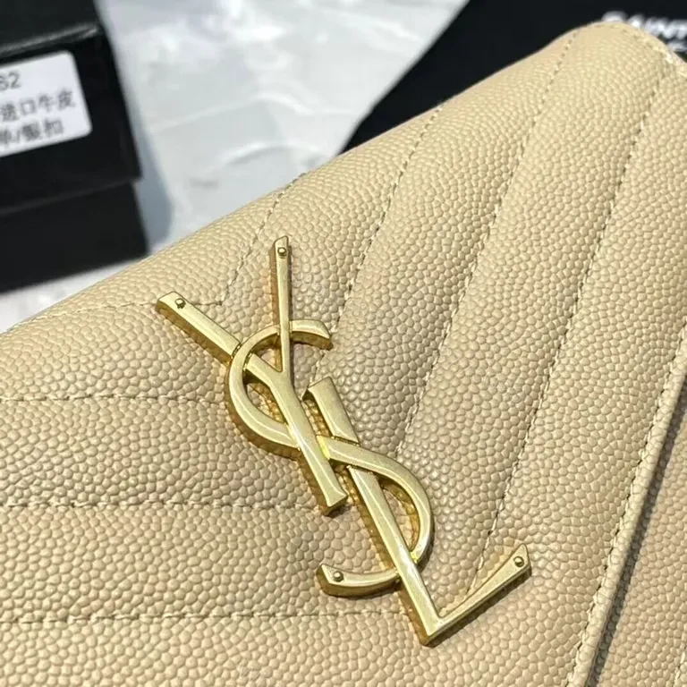 View 2 of Chic Beige Quilted Walletâ€”Chevron, Gold Hardware Clutch