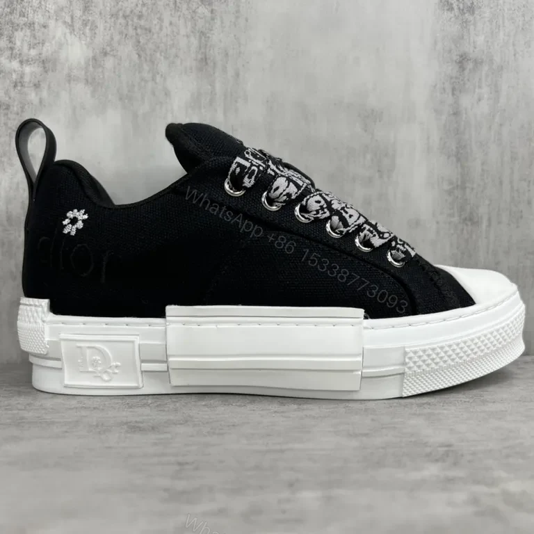 View 9 of Modular Stitch Runner: Black Canvas High-Tops with Dior-Inspired Accents