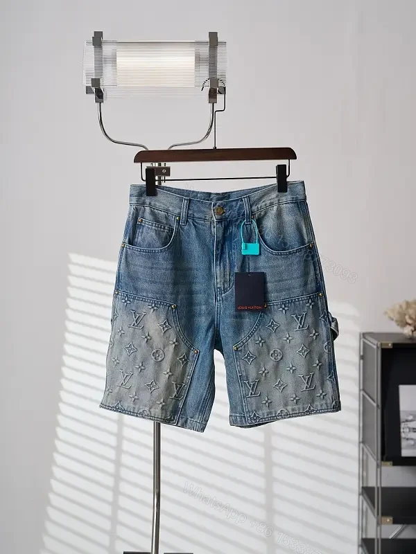 Blue Denim Louis Vuitton Monogram Shorts — view 1