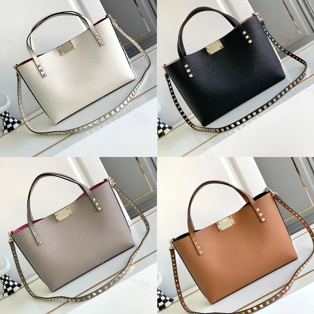 View 6 of VALENTINO GARAVANI ROCKSTUD SMALL TOTE BAG WHITE 28CM