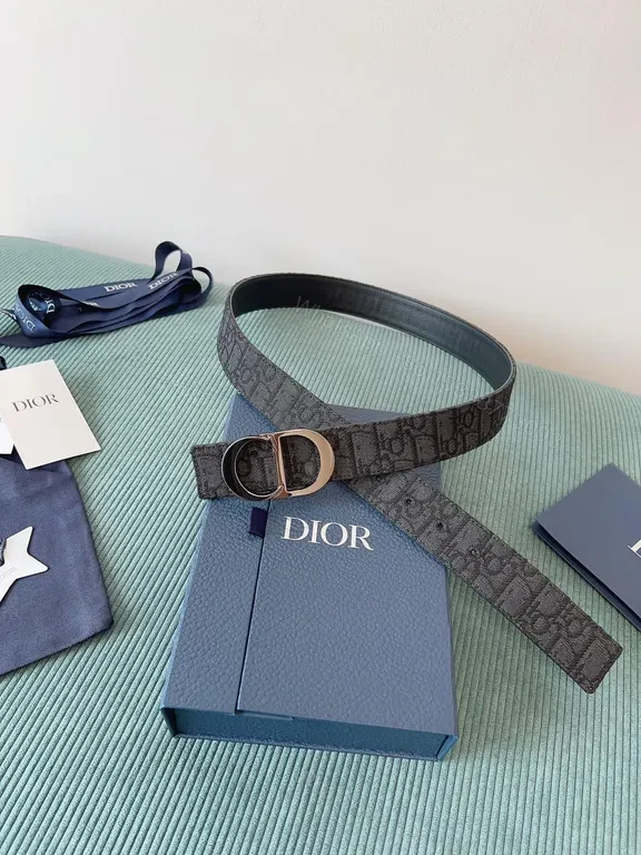View 2 of Dior Oblique Belt - Monogram Luxe Leather Belt