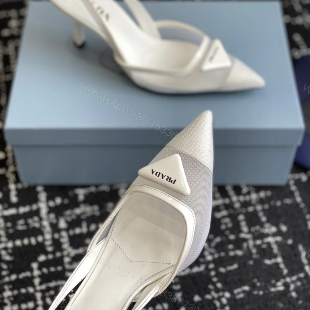 View 6 of 高仿Prada*1I891B尖頭露跟高踭鞋7.5CM白色免檢版
