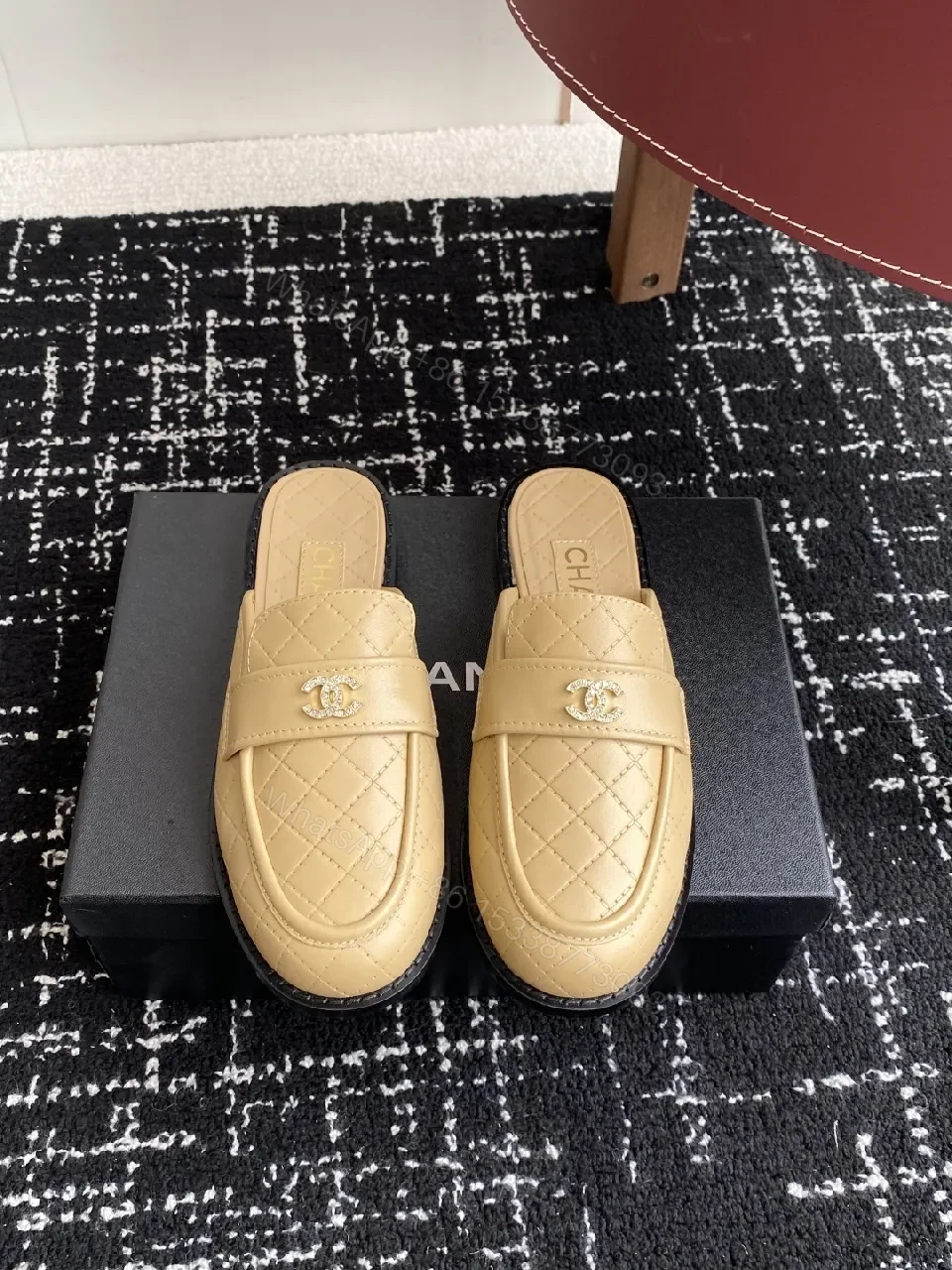 View 8 of Textured Leather Quilted Slides for Everyday Luxury