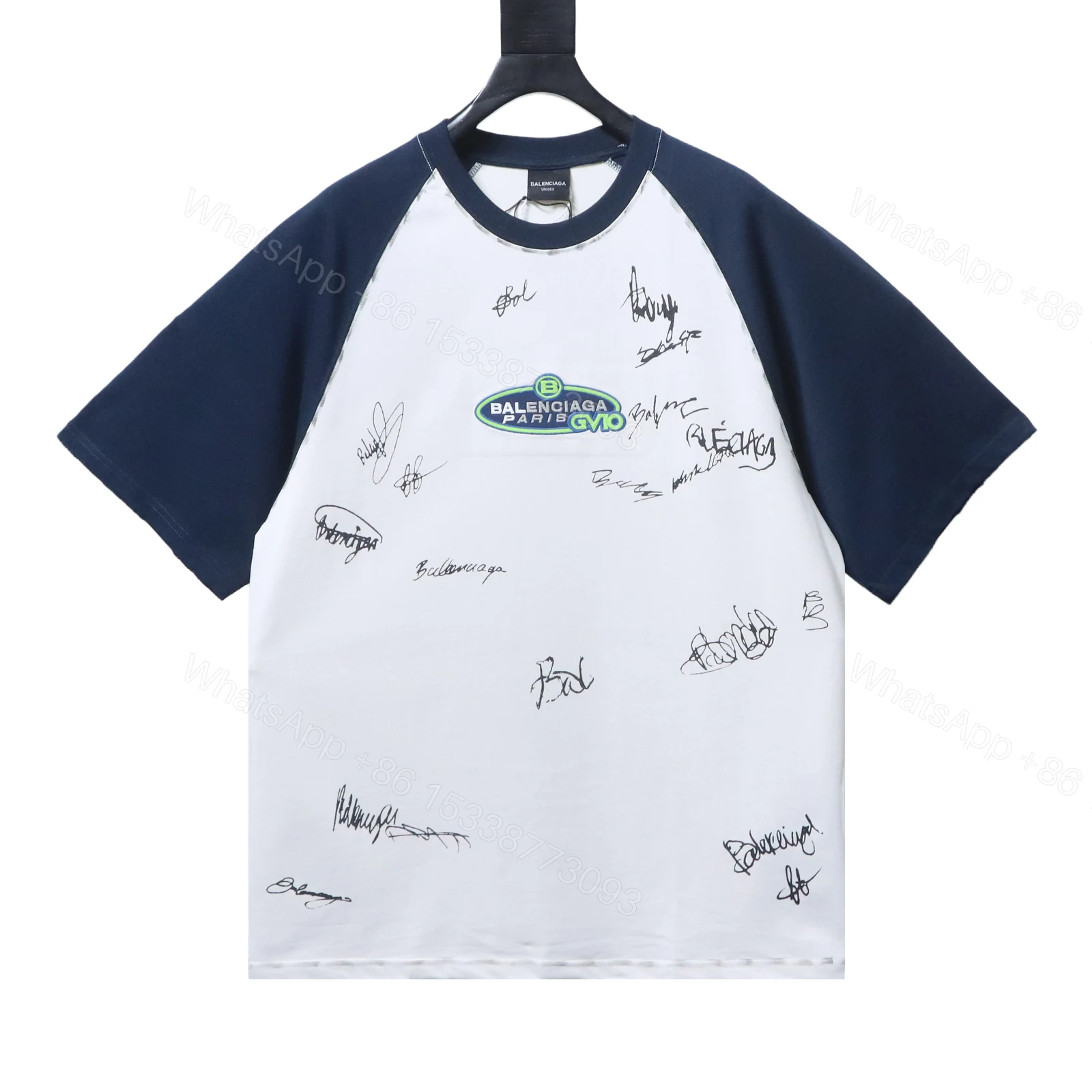 View 7 of Balenciaga Clothes 26SS Signature Letter Print Raglan Short Sleeve T-Shirt white