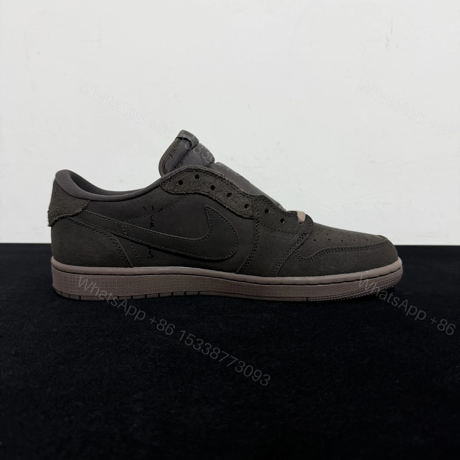 View 2 of Travis Scott x Air Jordan 1 Low Og Velvet Brown Reps