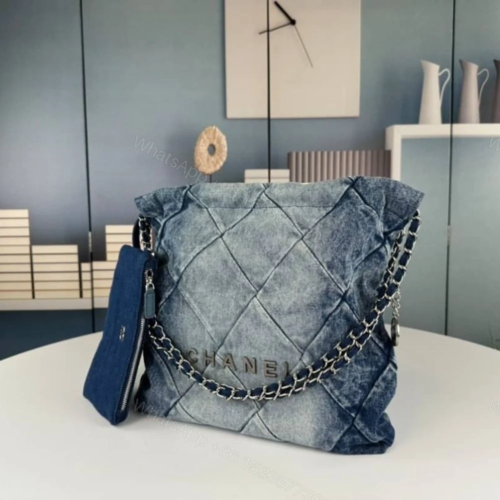 View 3 of Chanel 22 Handbag Washed Denim 36Cm AS3261 B10439 NM981