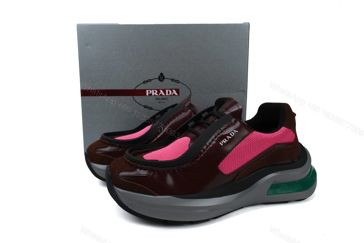 Prada Brushed Leather Black Wine Red — view 2