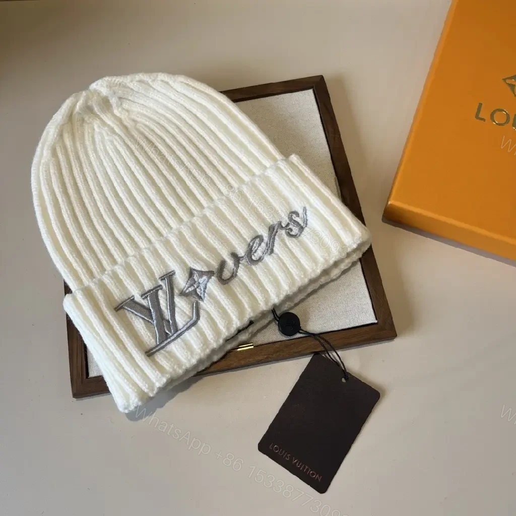 View 5 of Neutral Ivory Knit Beanie with Premium Embroidery Warmth