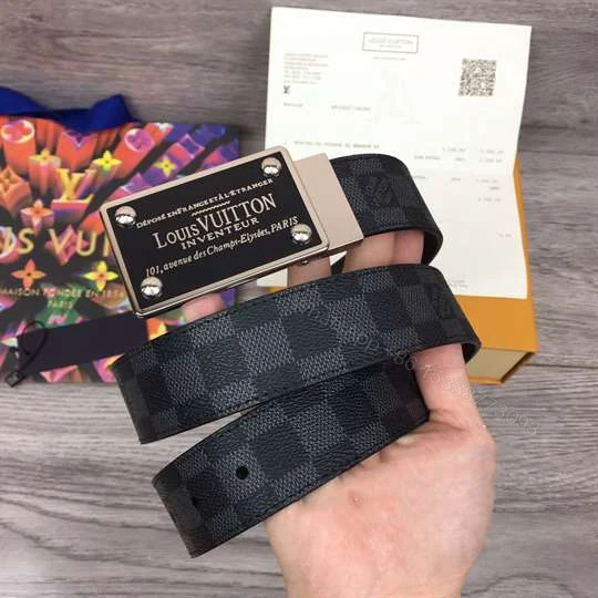 View 2 of LOUIS VUITTON INVENTEUR DAMIER EBENE/GRAPHITE BELT – B158
