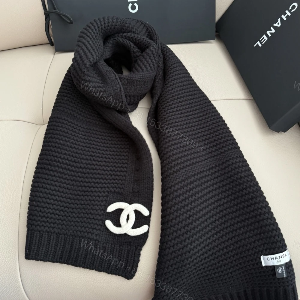 View 2 of Chanel Cashmere Knit Scarve Black