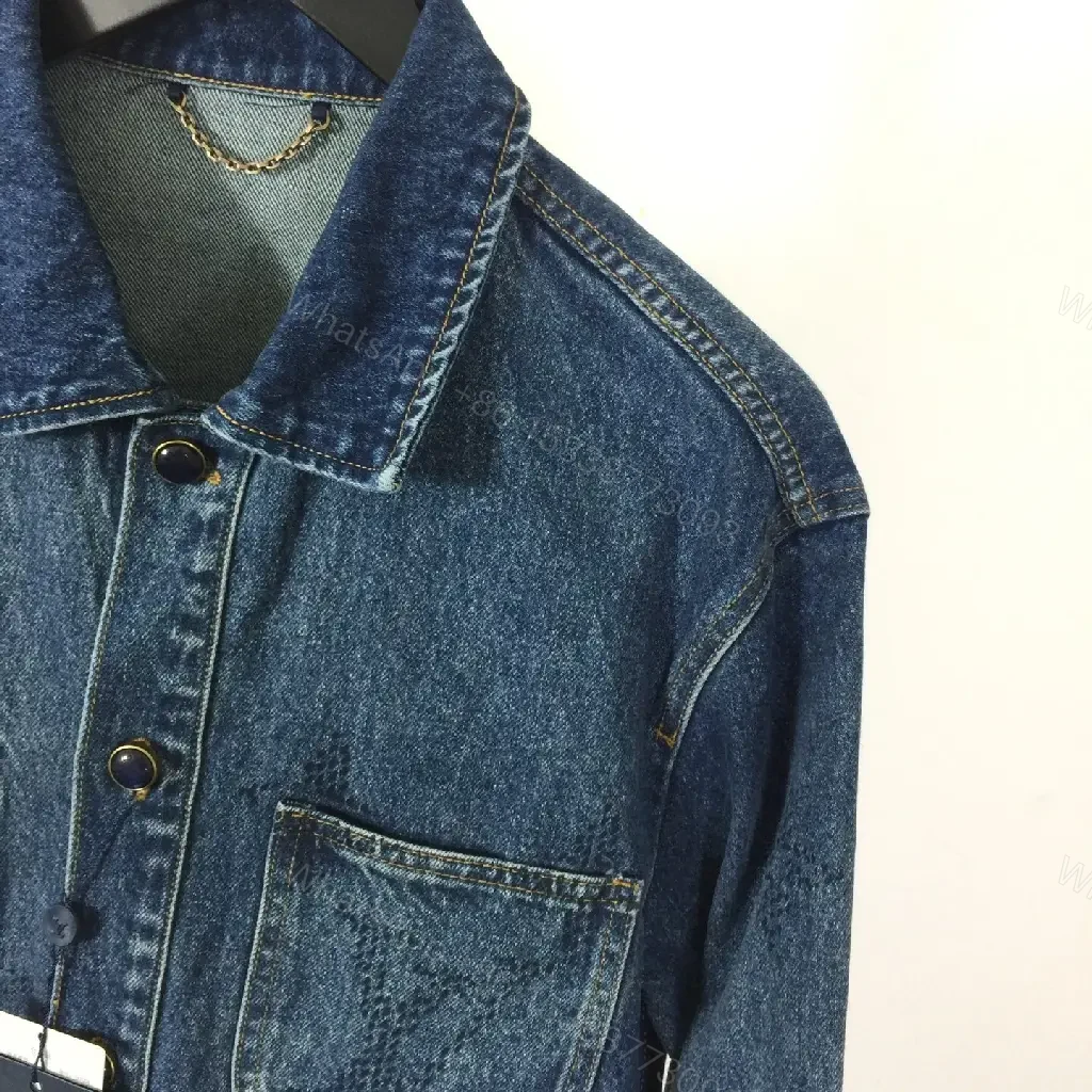 View 8 of Modern Texture Denim Jacket with Monogram Details