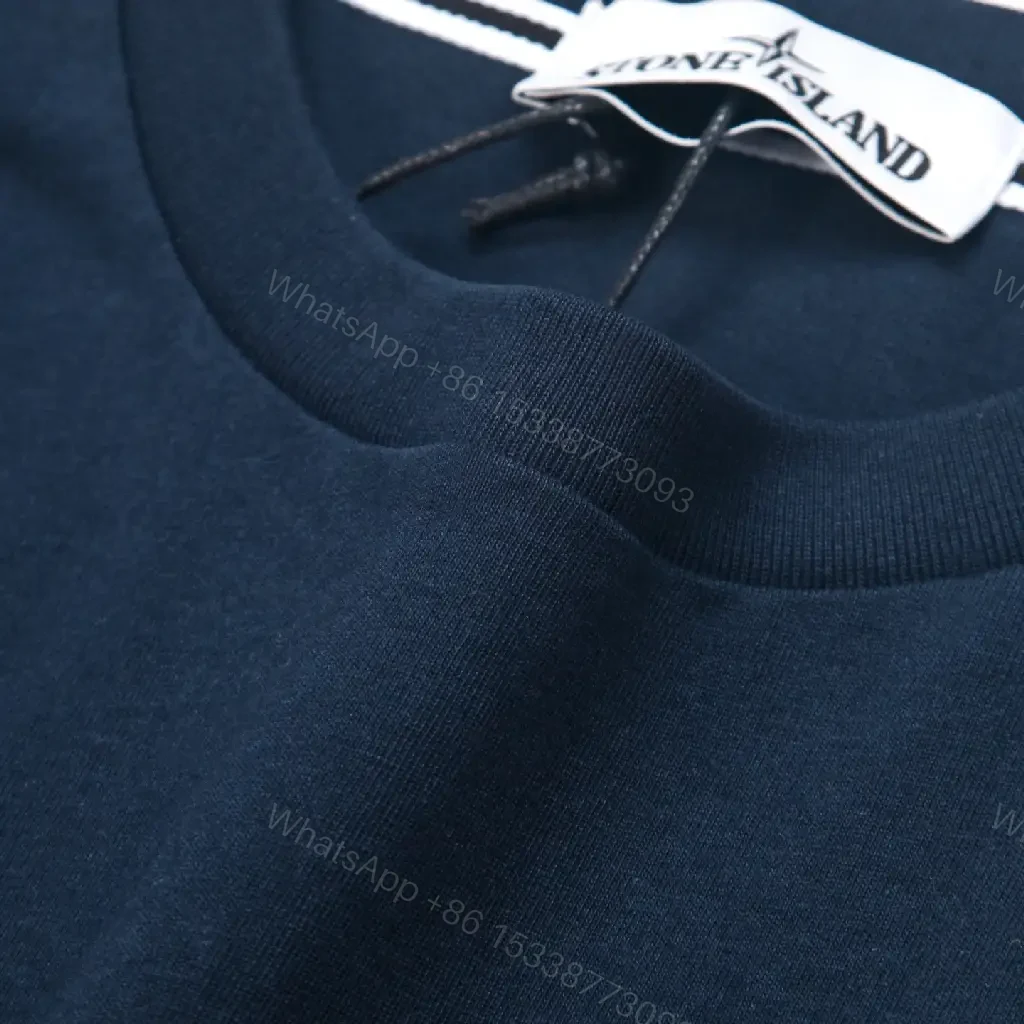 View 10 of Navy Cotton Relaxed Tee with Subtle Graphic Detail