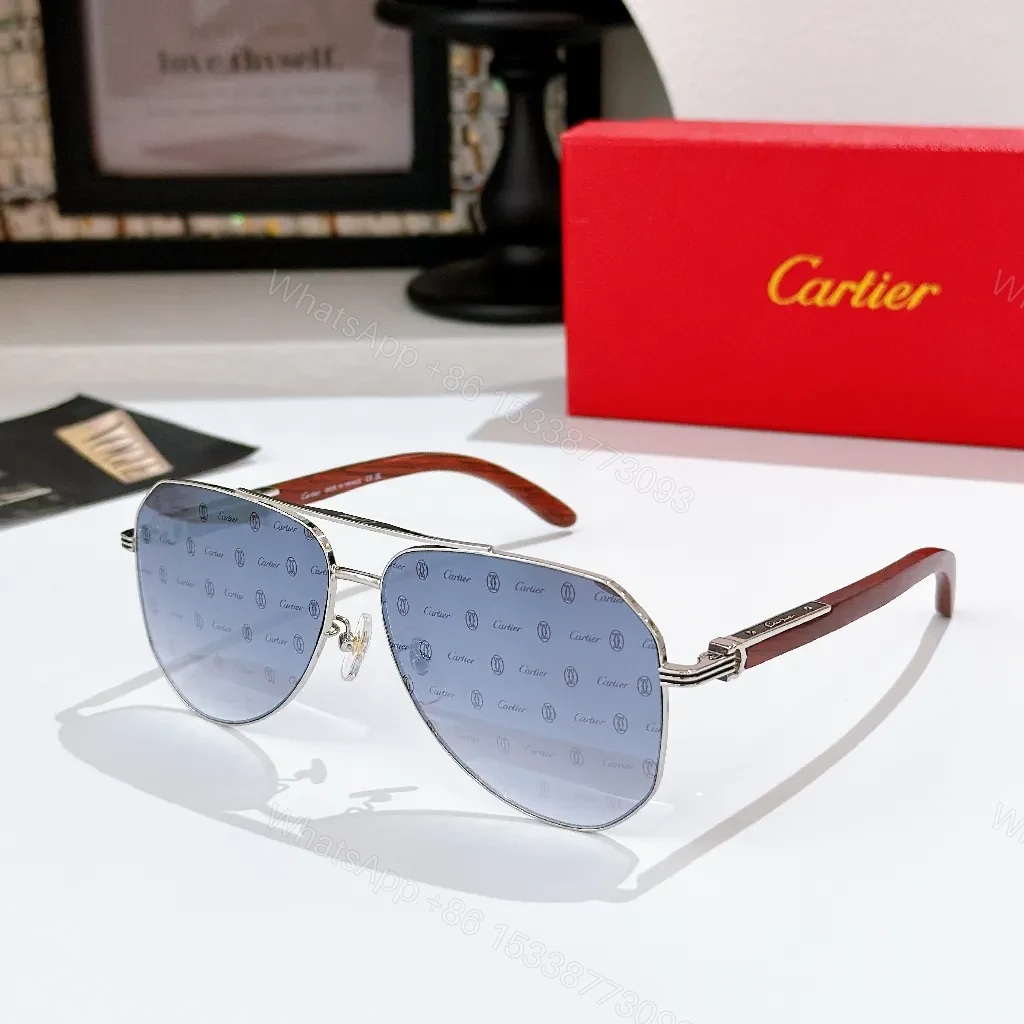 Sleek Aviator Sunglasses: Metal Frame, Subtle Cartier Flair — view 1